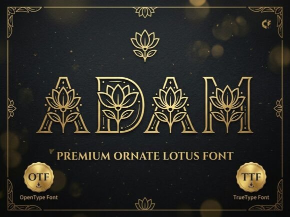 Adam: Premium Ornate Lotus Font for Divine Branding