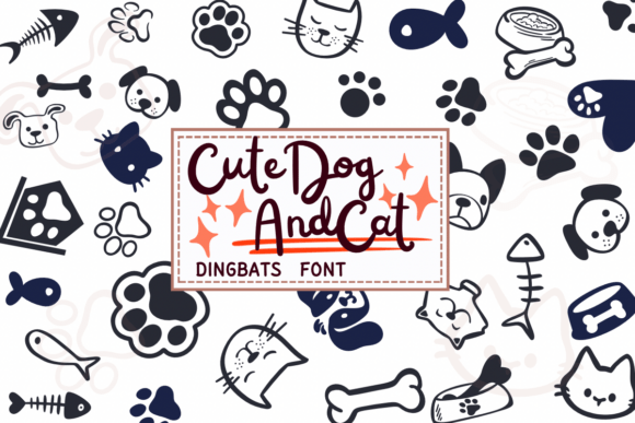 Adorable Pet Icons with the Cute Dog and Cat Font