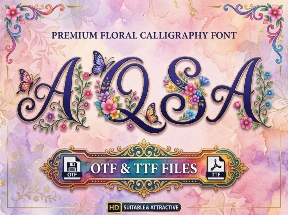 Aqsa: A Floral Calligraphy Font for Whimsical Designs